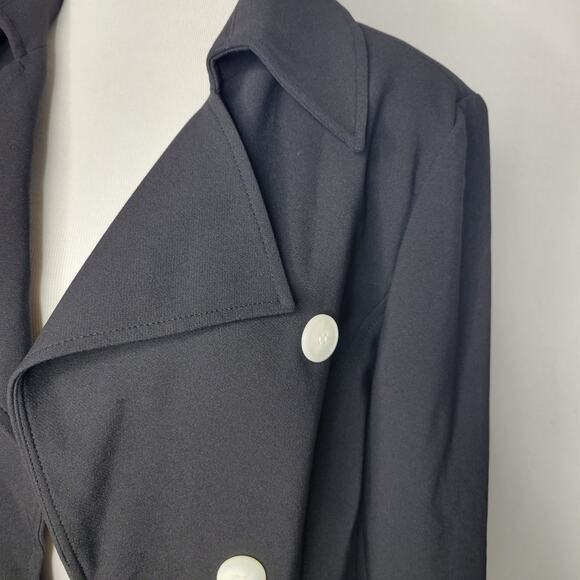 Anne Klein Women's Faux Double-Breasted Trench Coat Black NWT Size 14 - Picture 5 of 9